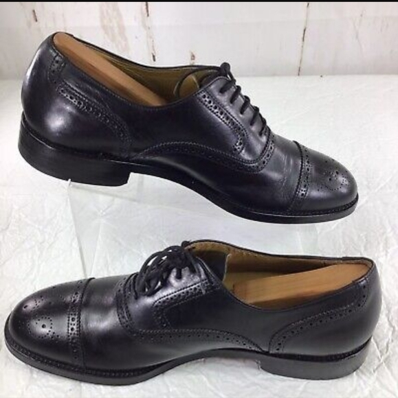 Daniel Cremieux Leather Dress Shoes Mens 9.5 D Oxford Cap Toe Black - Picture 2 of 12